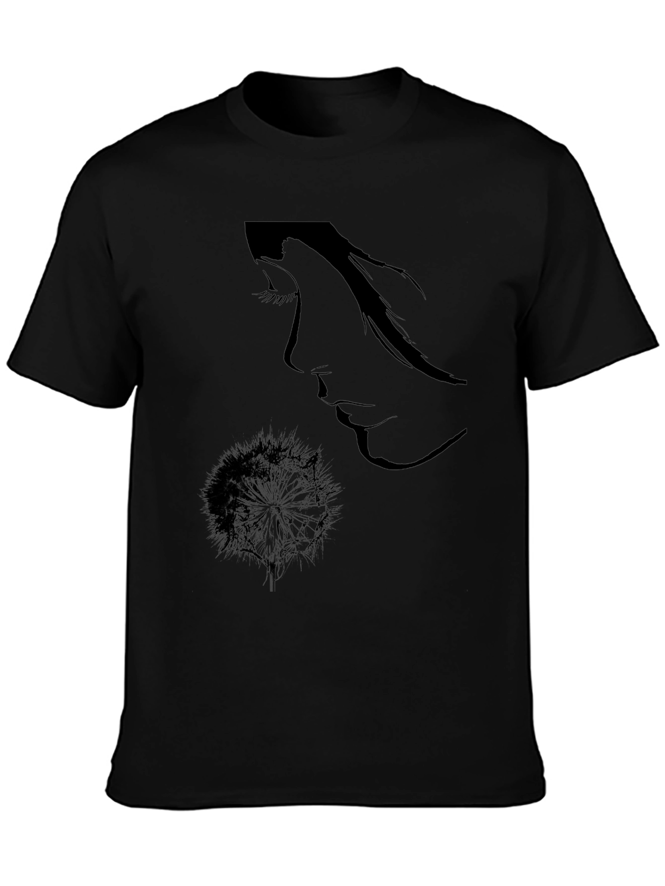 Black Graphic Tee - Woman & Dandelion Print