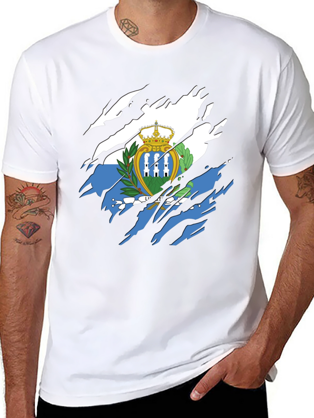 San Marino Flag T-Shirt - Distressed Graphic Tee