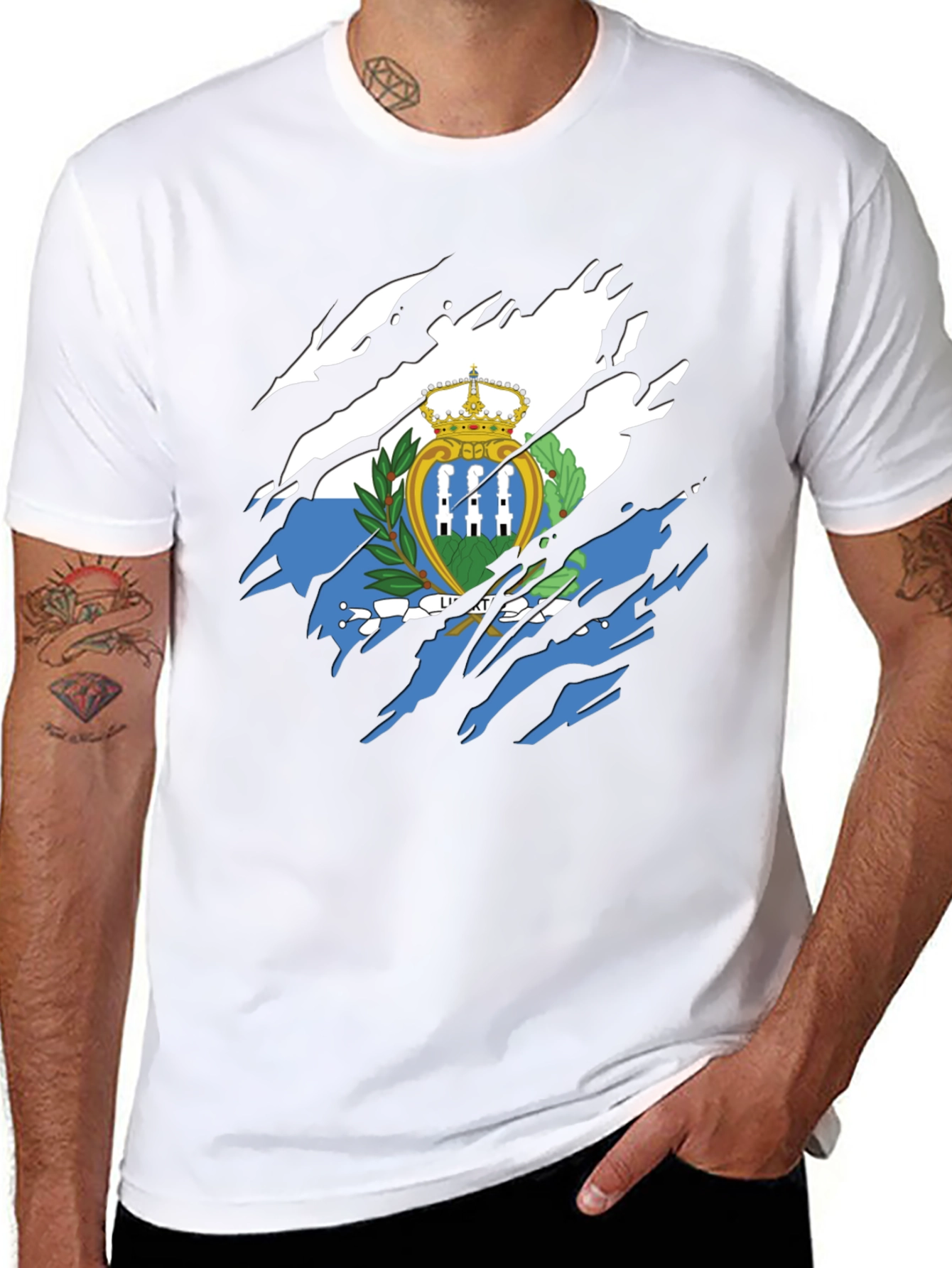 San Marino Flag T-Shirt - Distressed Graphic Tee