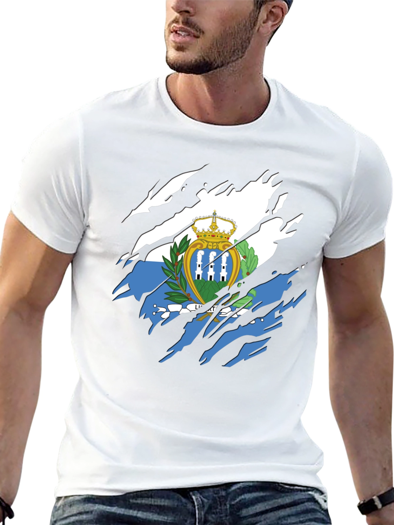 San Marino Flag T-Shirt - Distressed Graphic Tee