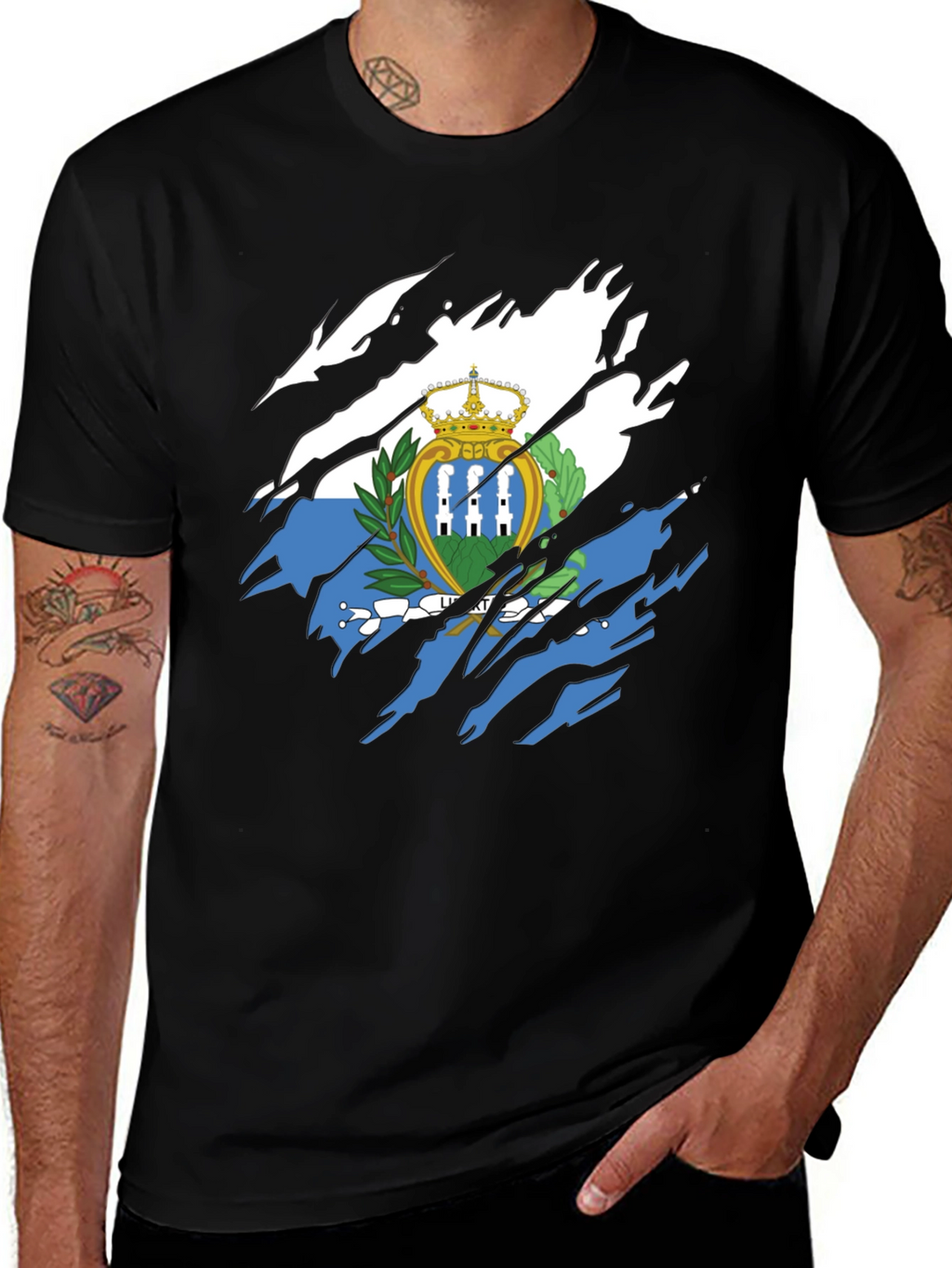 San Marino Flag T-Shirt - Distressed Graphic Tee