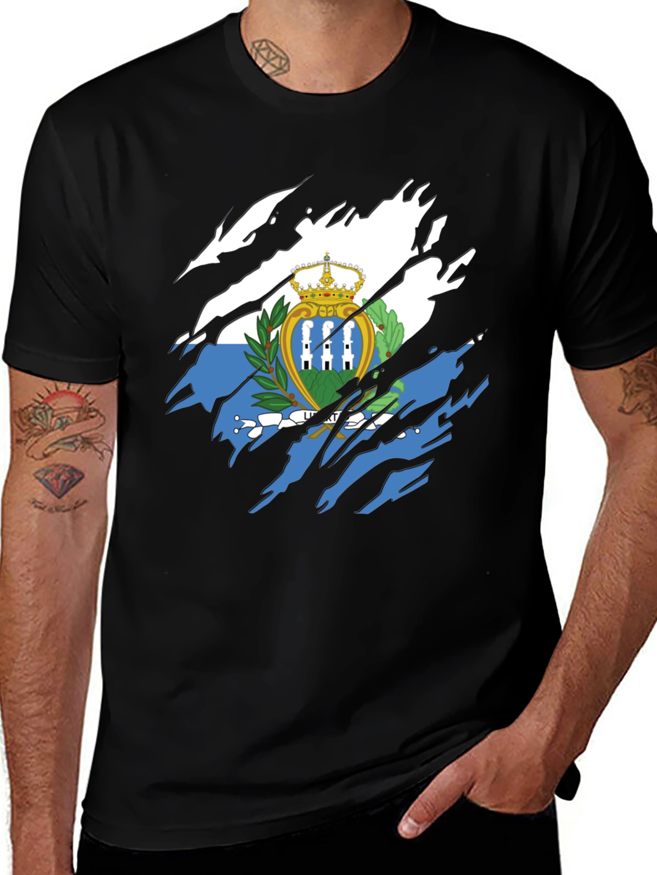 San Marino Flag T-Shirt - Distressed Graphic Tee