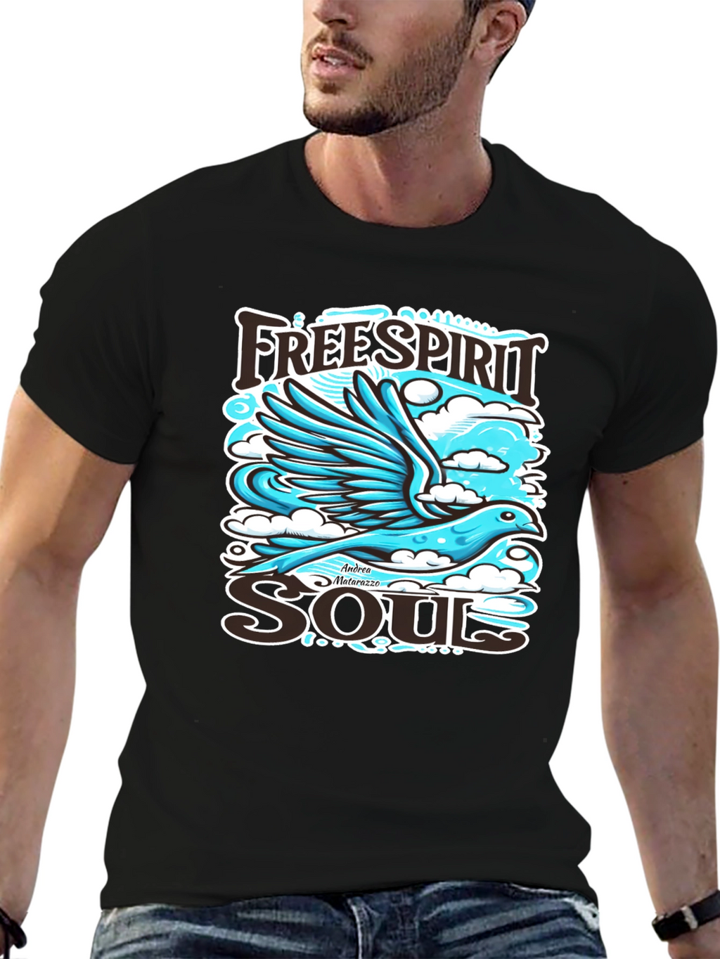 Free Spirit Soul Graphic Black T-Shirt