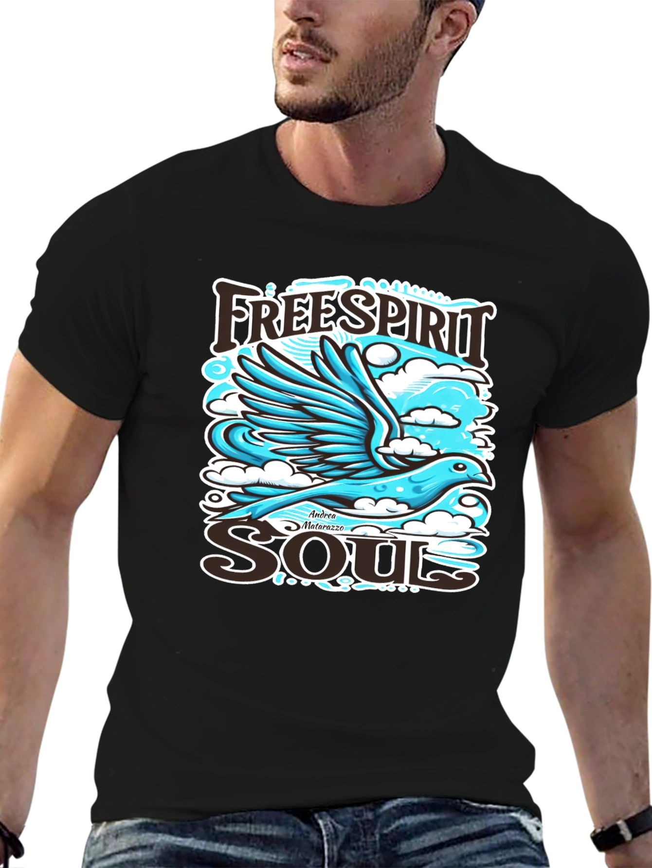 Free Spirit Soul Graphic Black T-Shirt