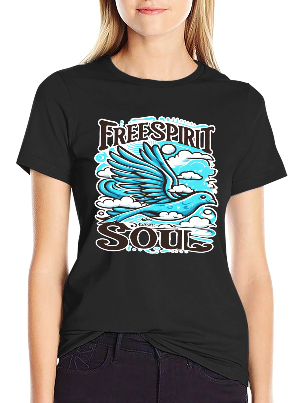 Free Spirit Soul Graphic Black T-Shirt