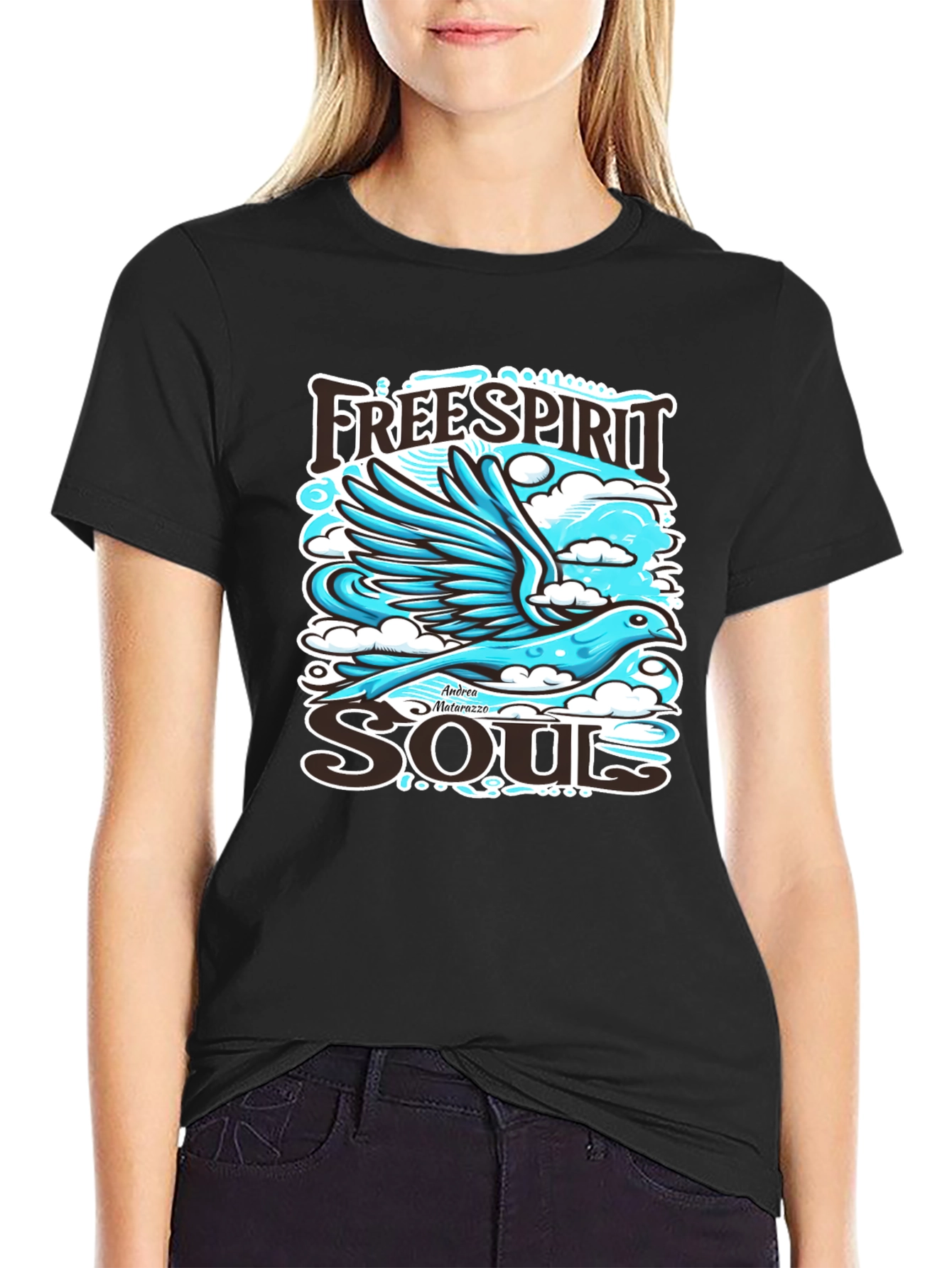 Free Spirit Soul Graphic Black T-Shirt
