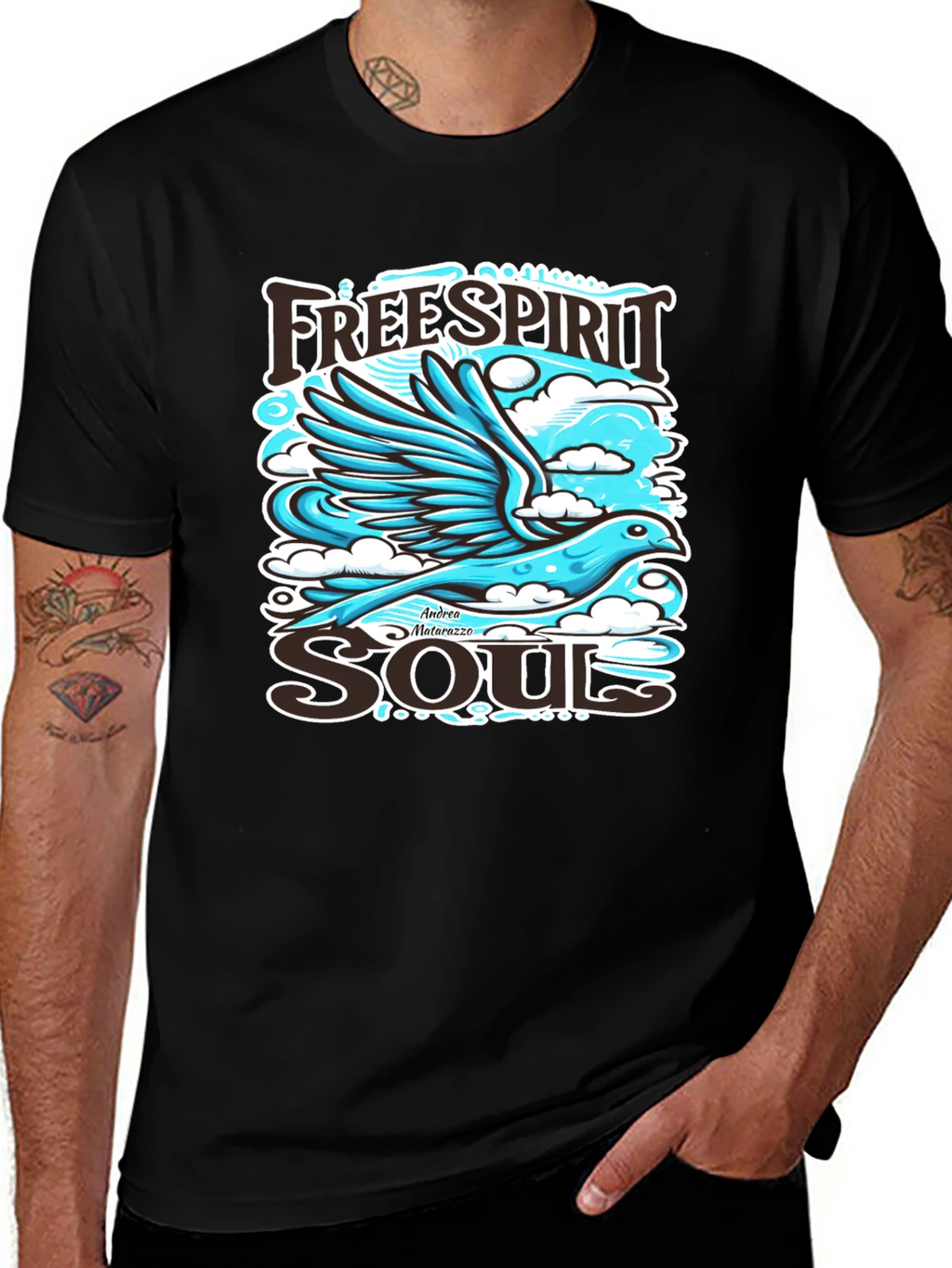 Free Spirit Soul Graphic Black T-Shirt