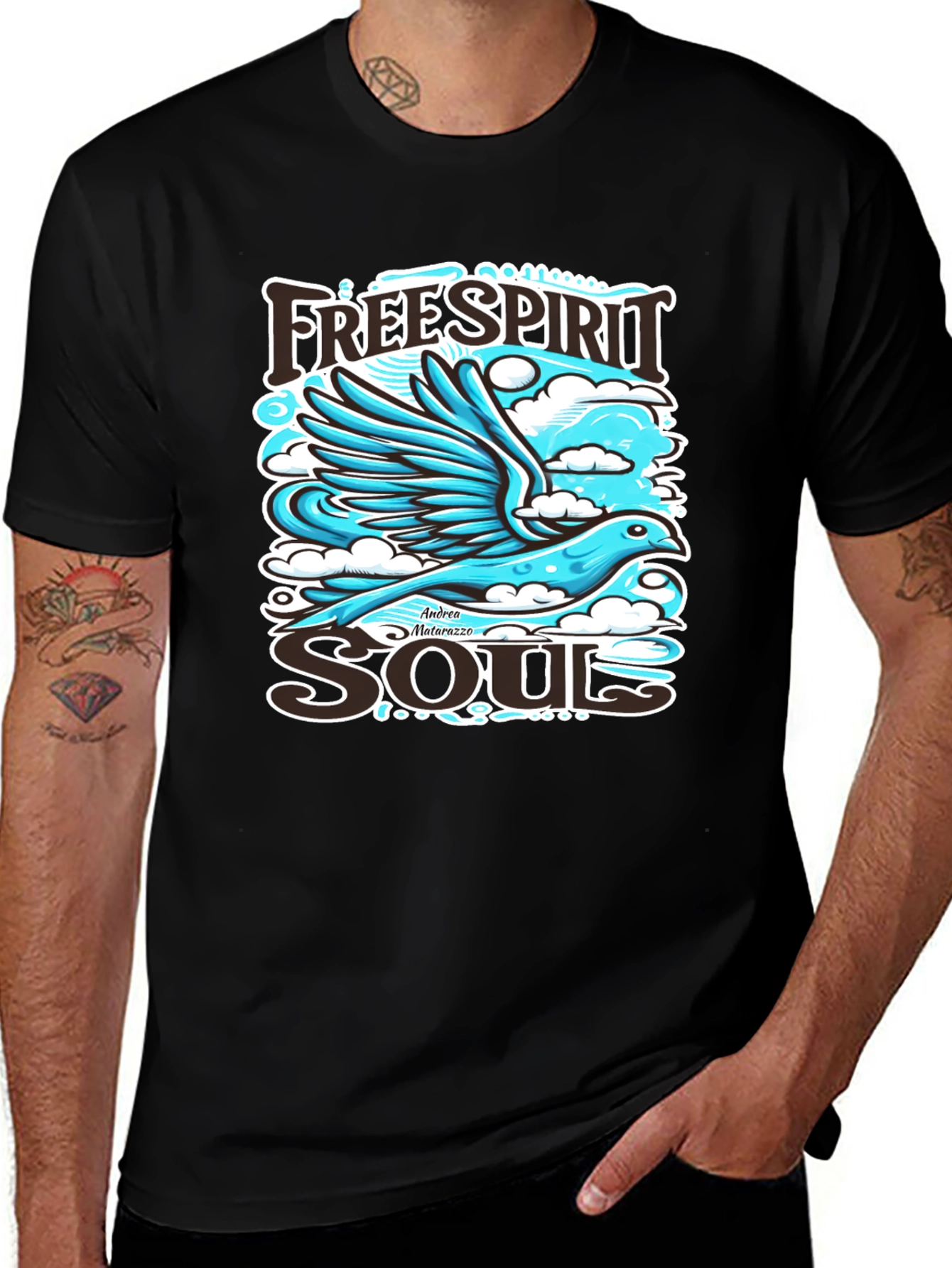 Free Spirit Soul Graphic Black T-Shirt