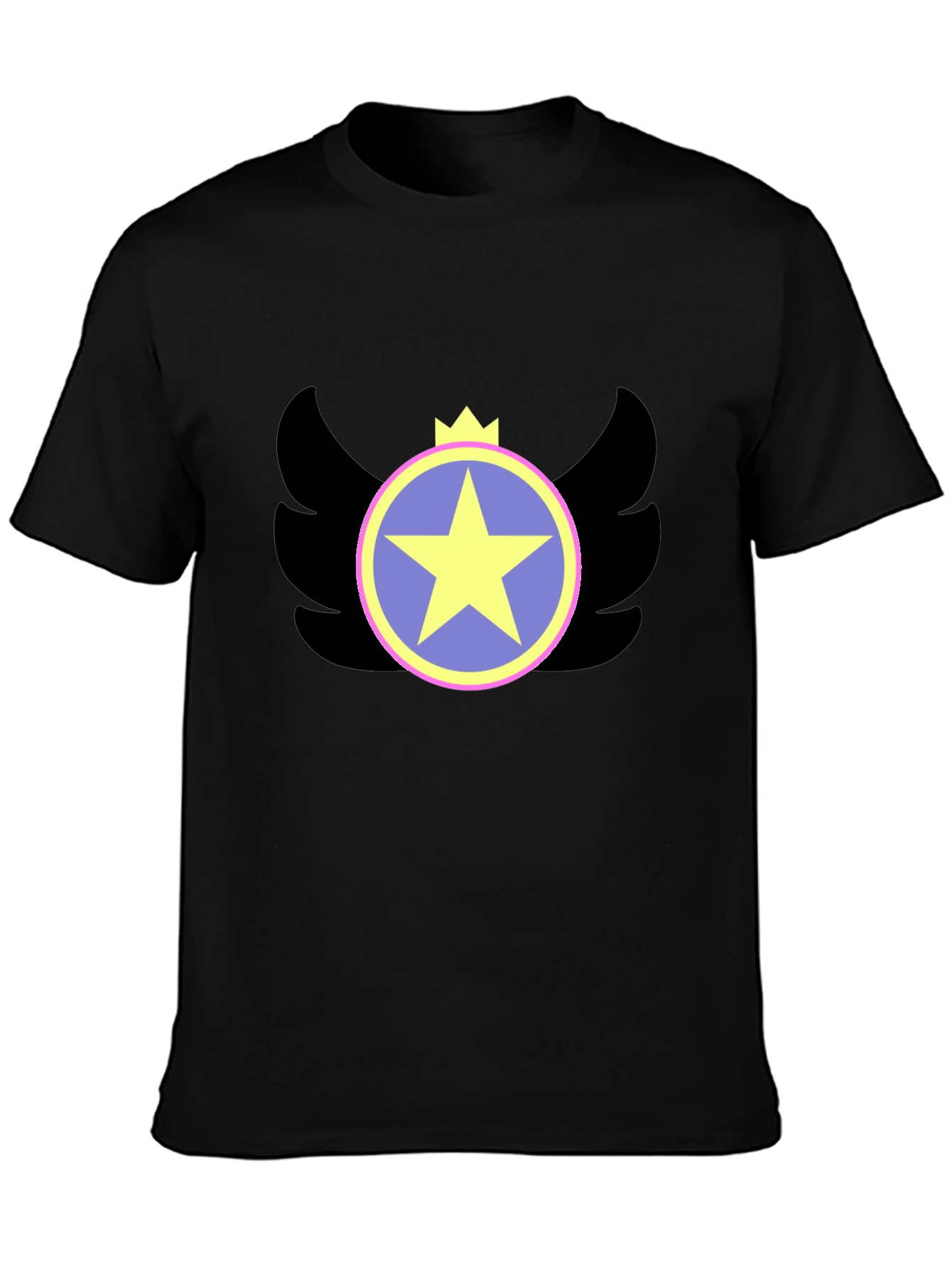 Winged Star Crown Graphic Tee - Black