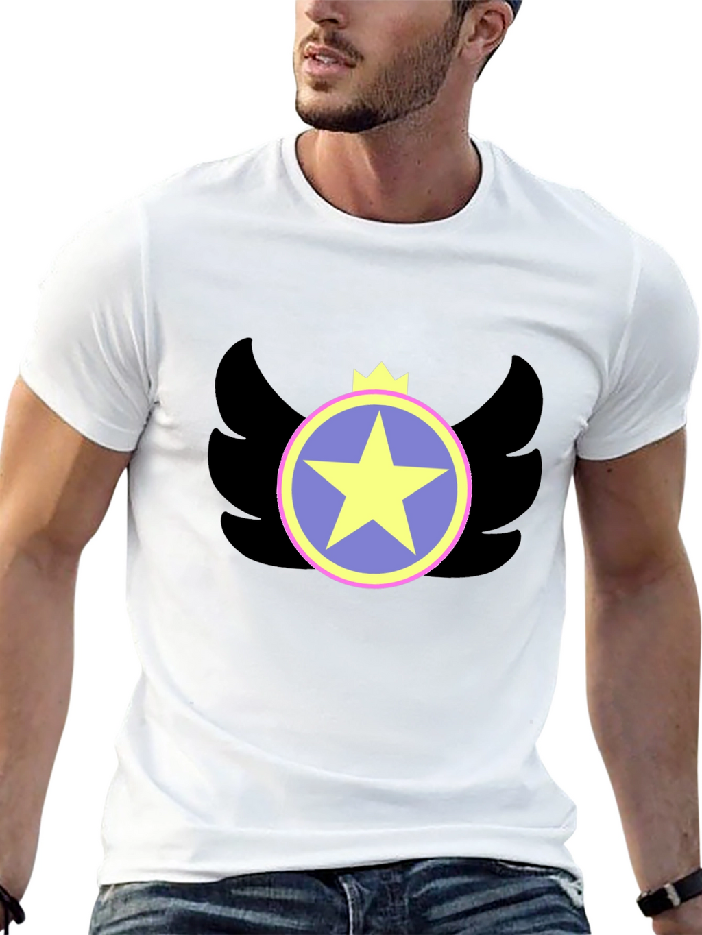 Winged Star Crown Graphic Tee - Black