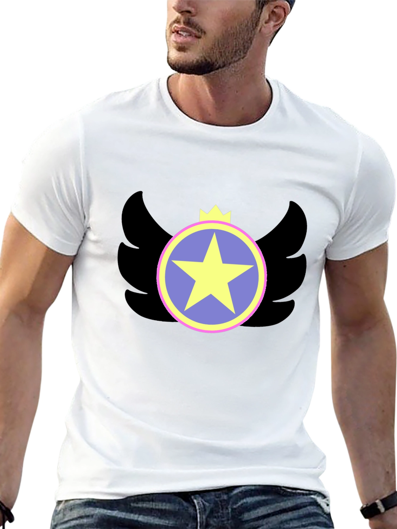 Winged Star Crown Graphic Tee - Black