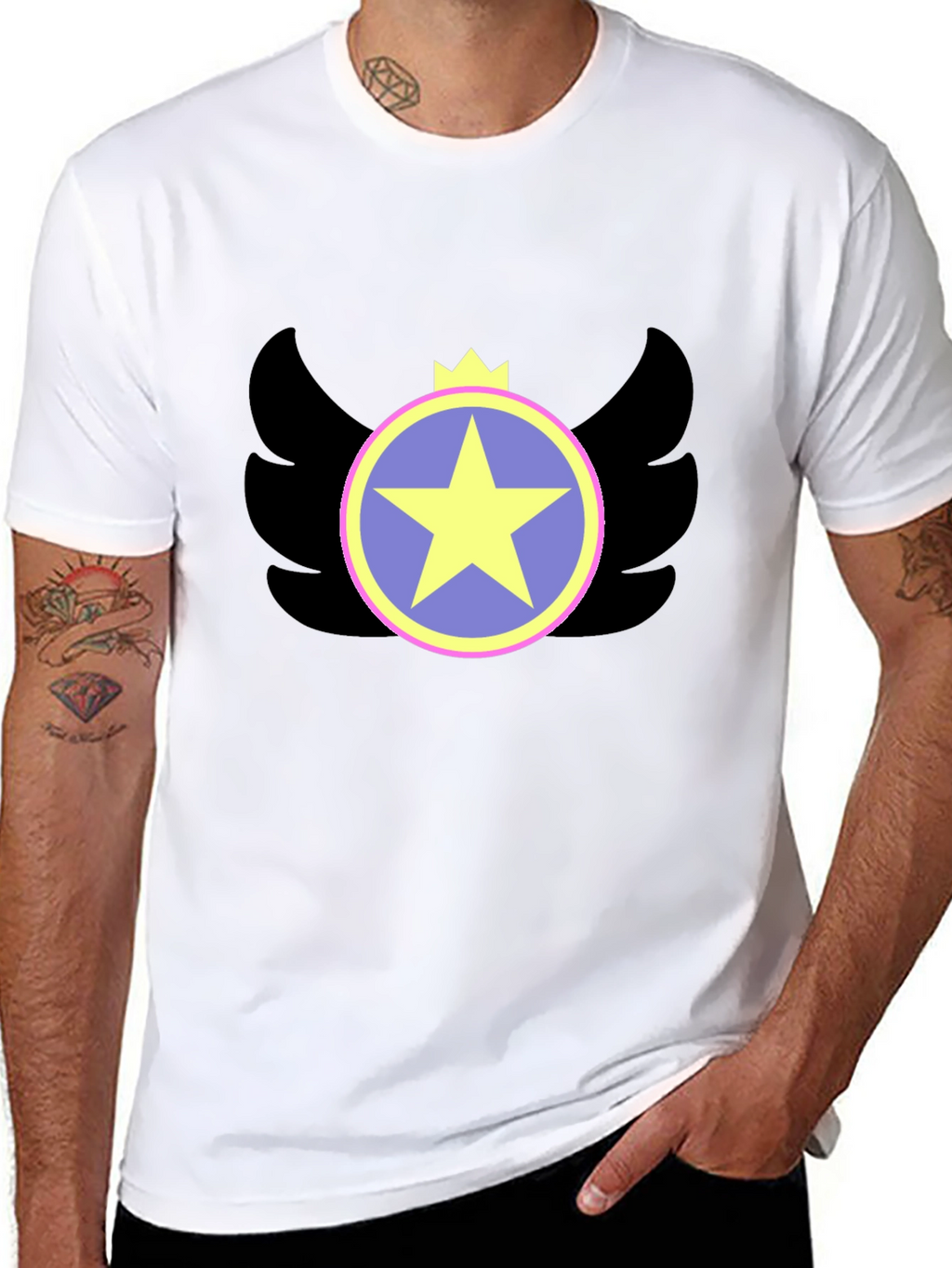 Winged Star Crown Graphic Tee - Black