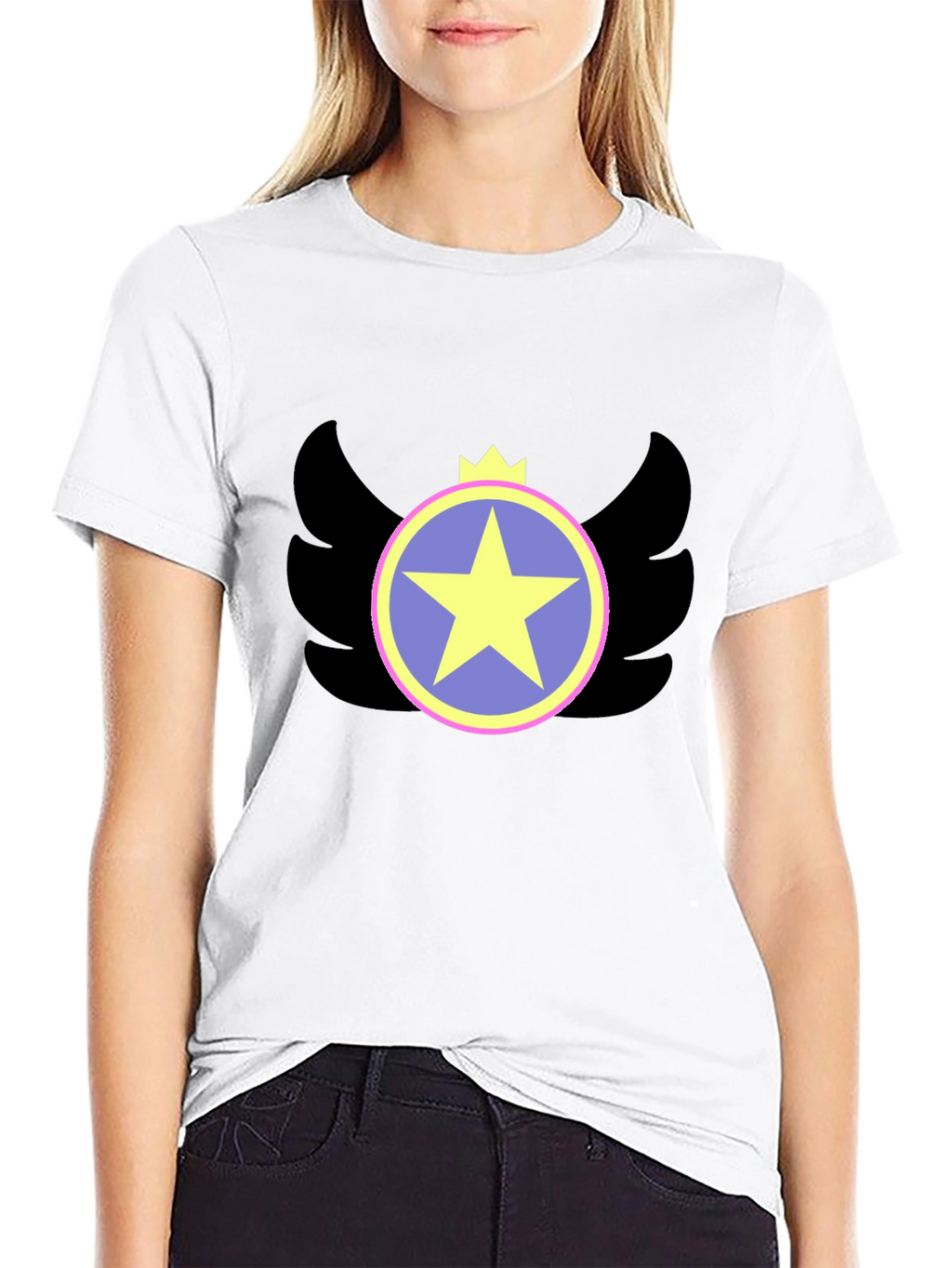 Winged Star Crown Graphic Tee - Black
