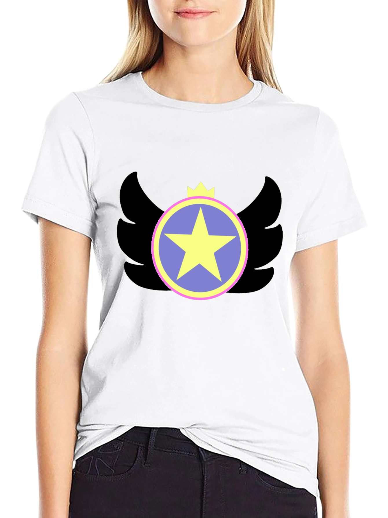 Winged Star Crown Graphic Tee - Black