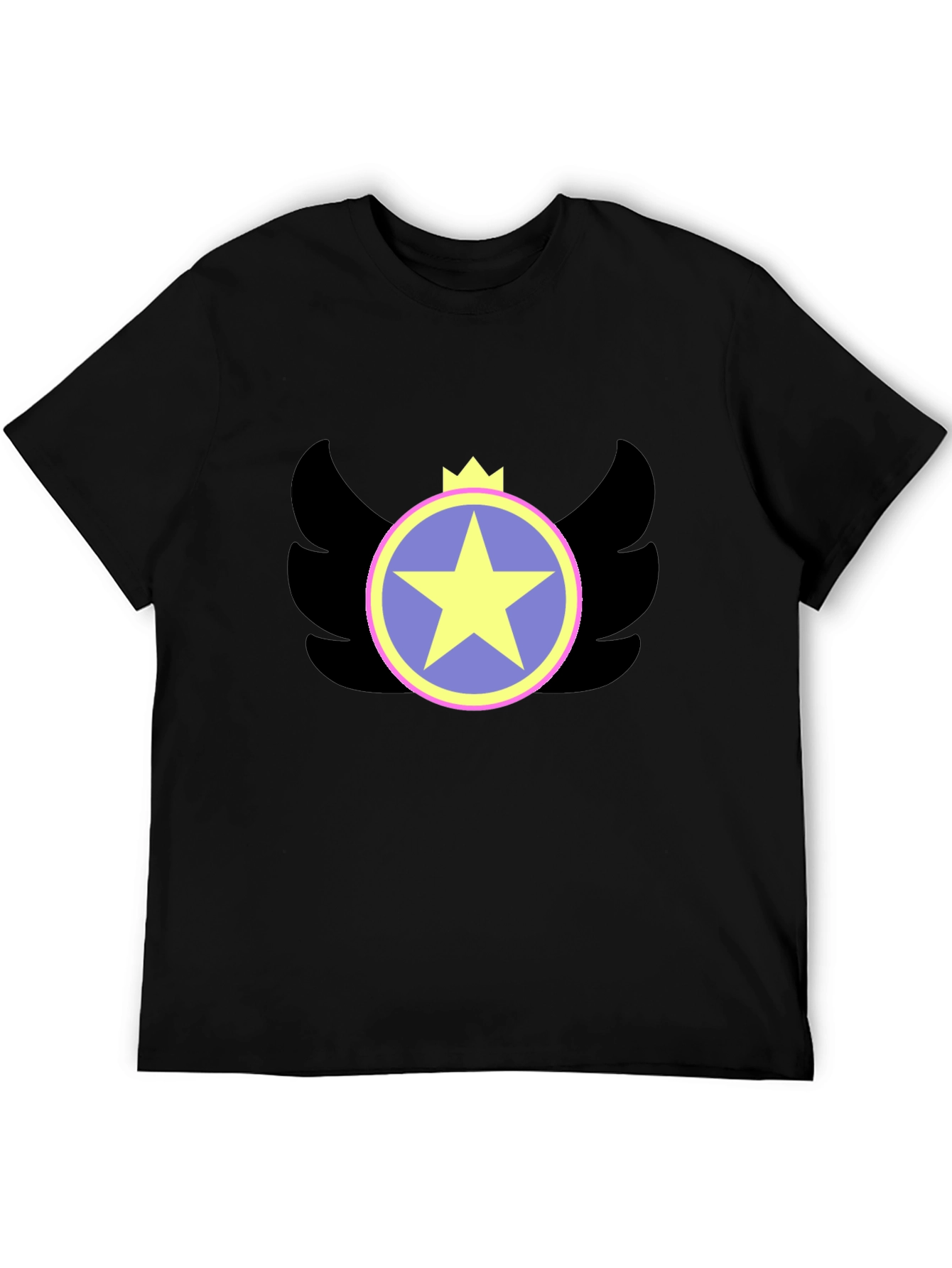 Winged Star Crown Graphic Tee - Black