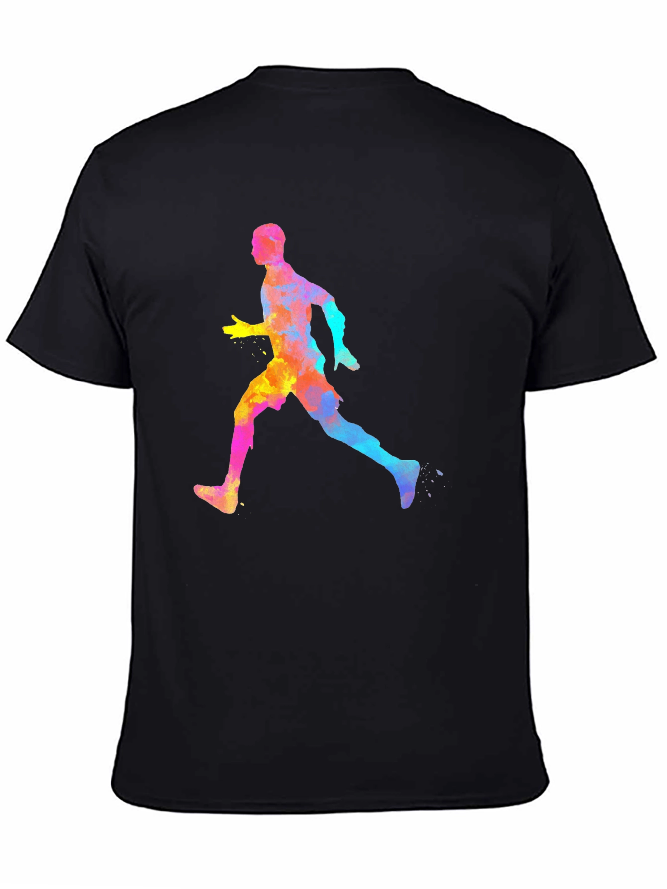 Watercolor Running Man Graphic Tee - Black