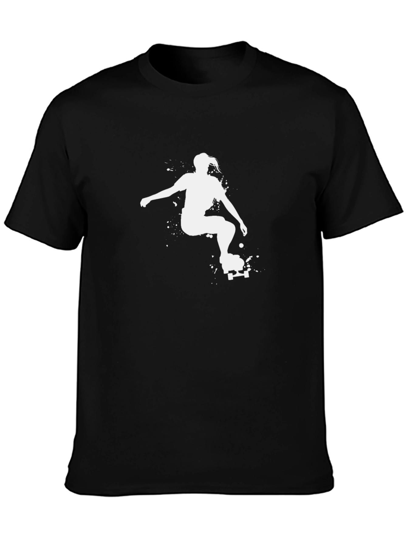 Skateboard Girl Graphic Tee - Black