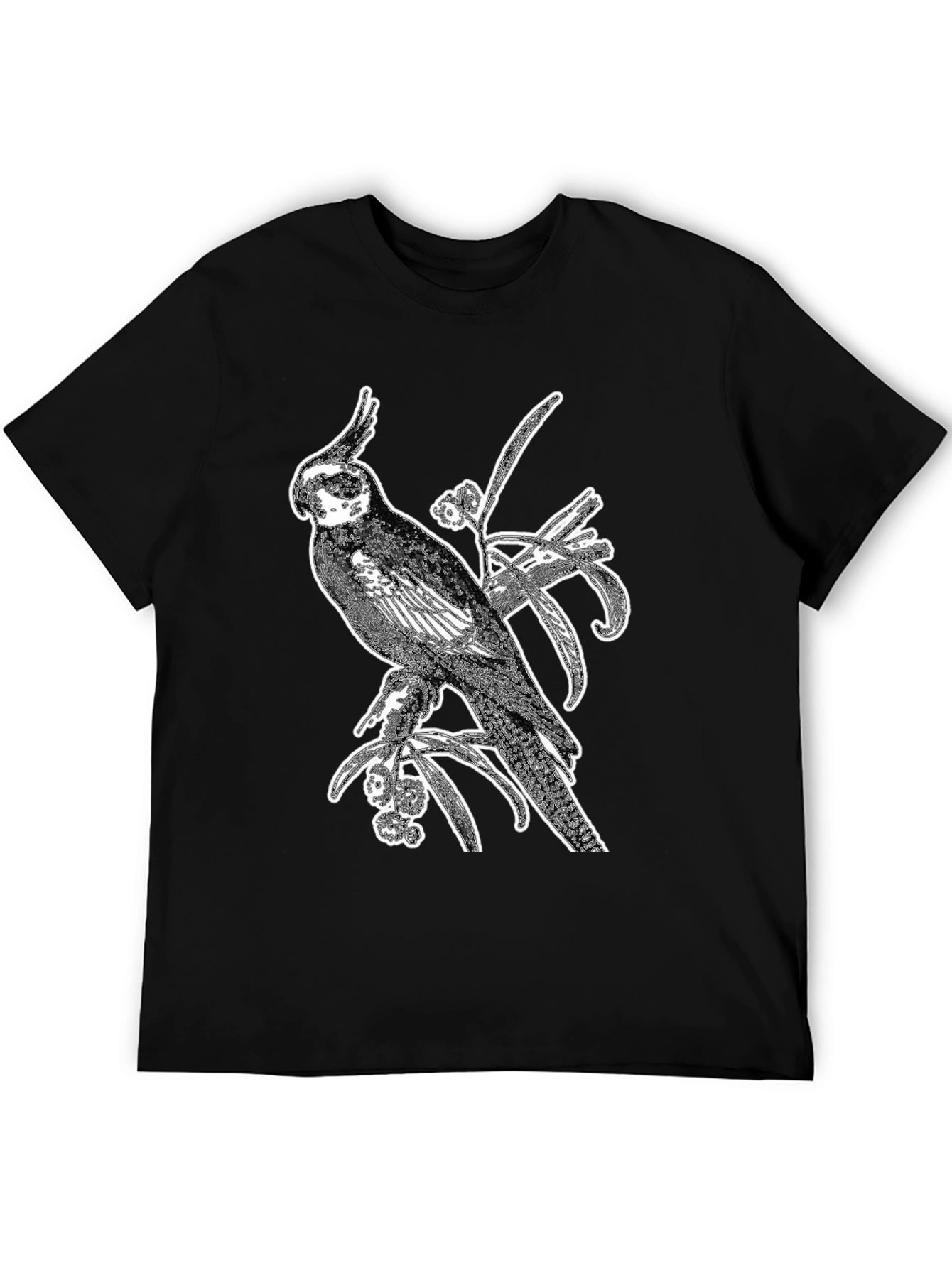 Cockatiel Graphic Tee - Black Cotton Bird Shirt