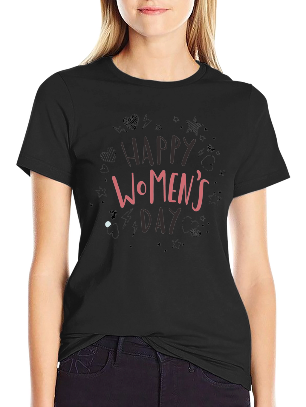 Happy Womens Day Black Graphic Tee