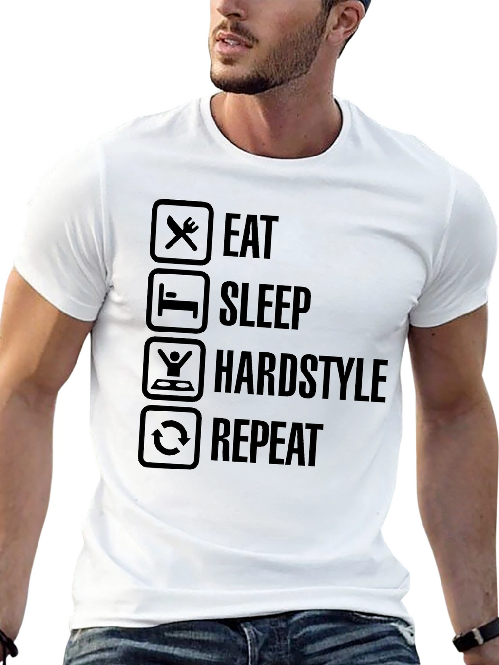 Eat Sleep Hardstyle Repeat Black Graphic Tee