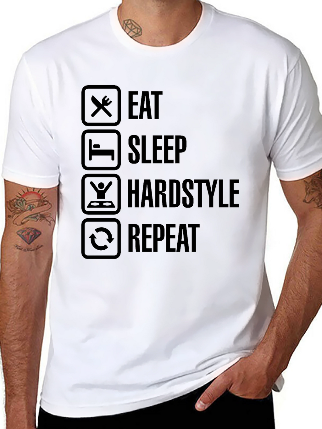 Eat Sleep Hardstyle Repeat Black Graphic Tee