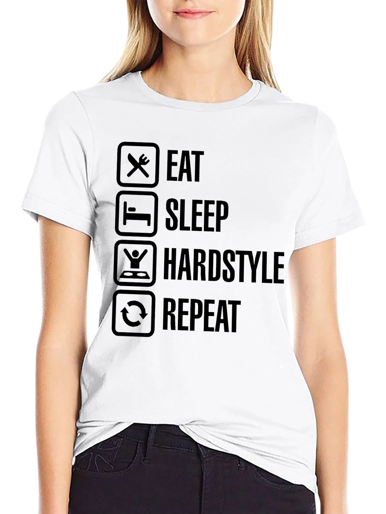 Eat Sleep Hardstyle Repeat Black Graphic Tee
