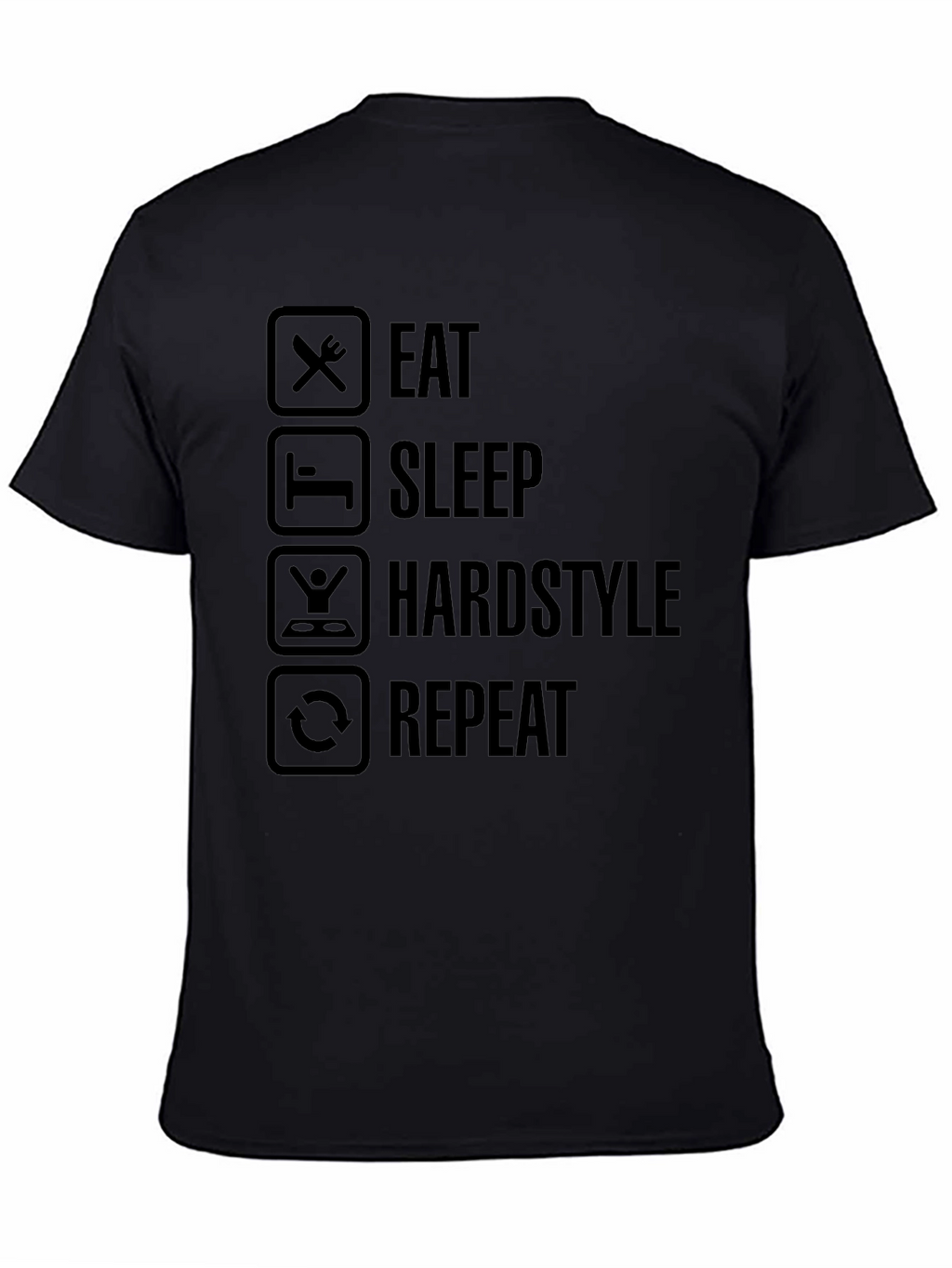 Eat Sleep Hardstyle Repeat Black Graphic Tee
