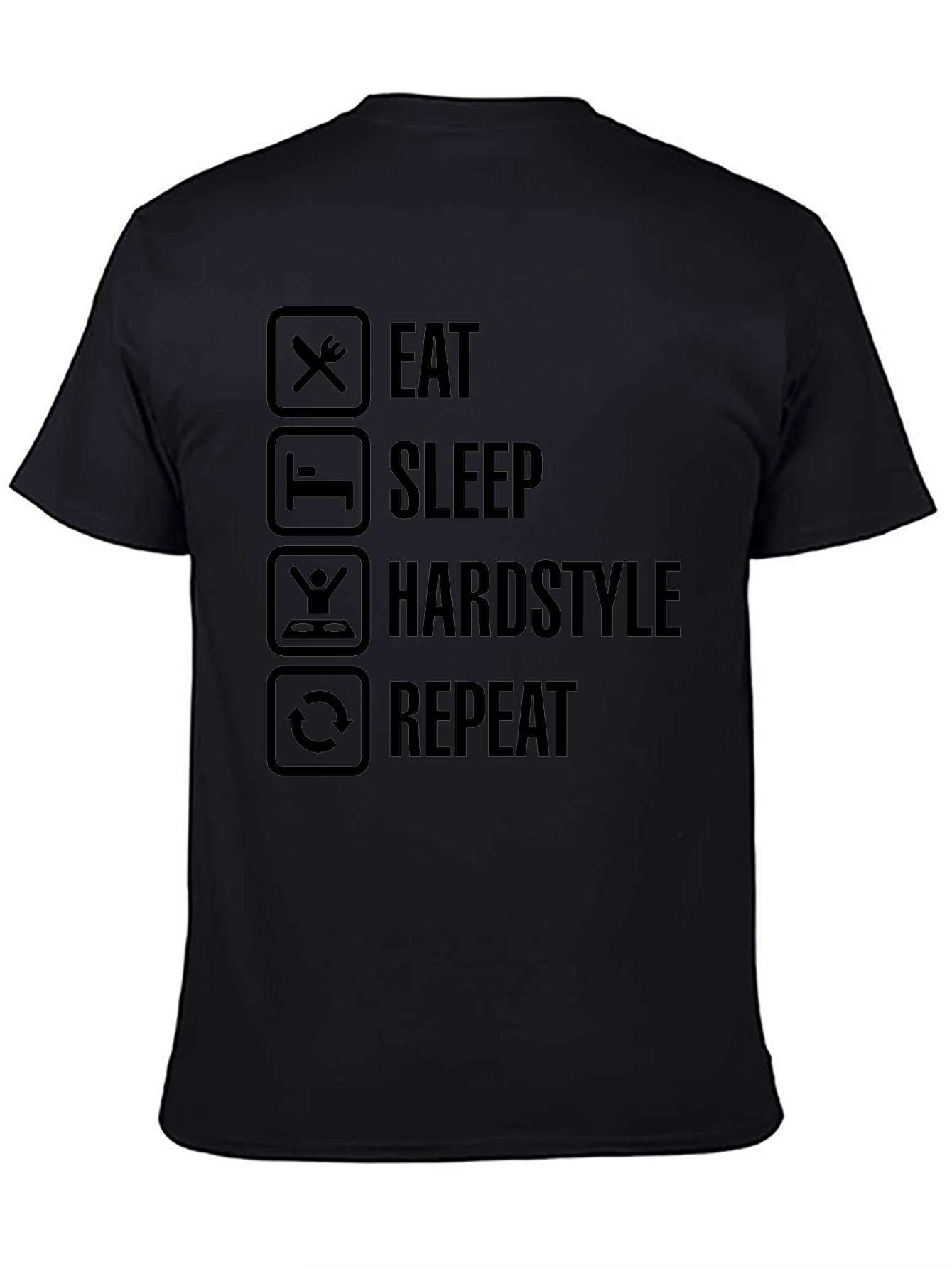 Eat Sleep Hardstyle Repeat Black Graphic Tee