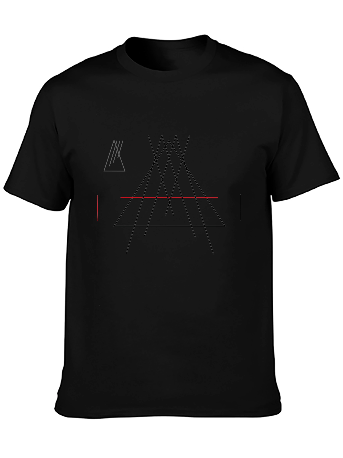 Geometric Lines Black T-Shirt - Modern Abstract Design