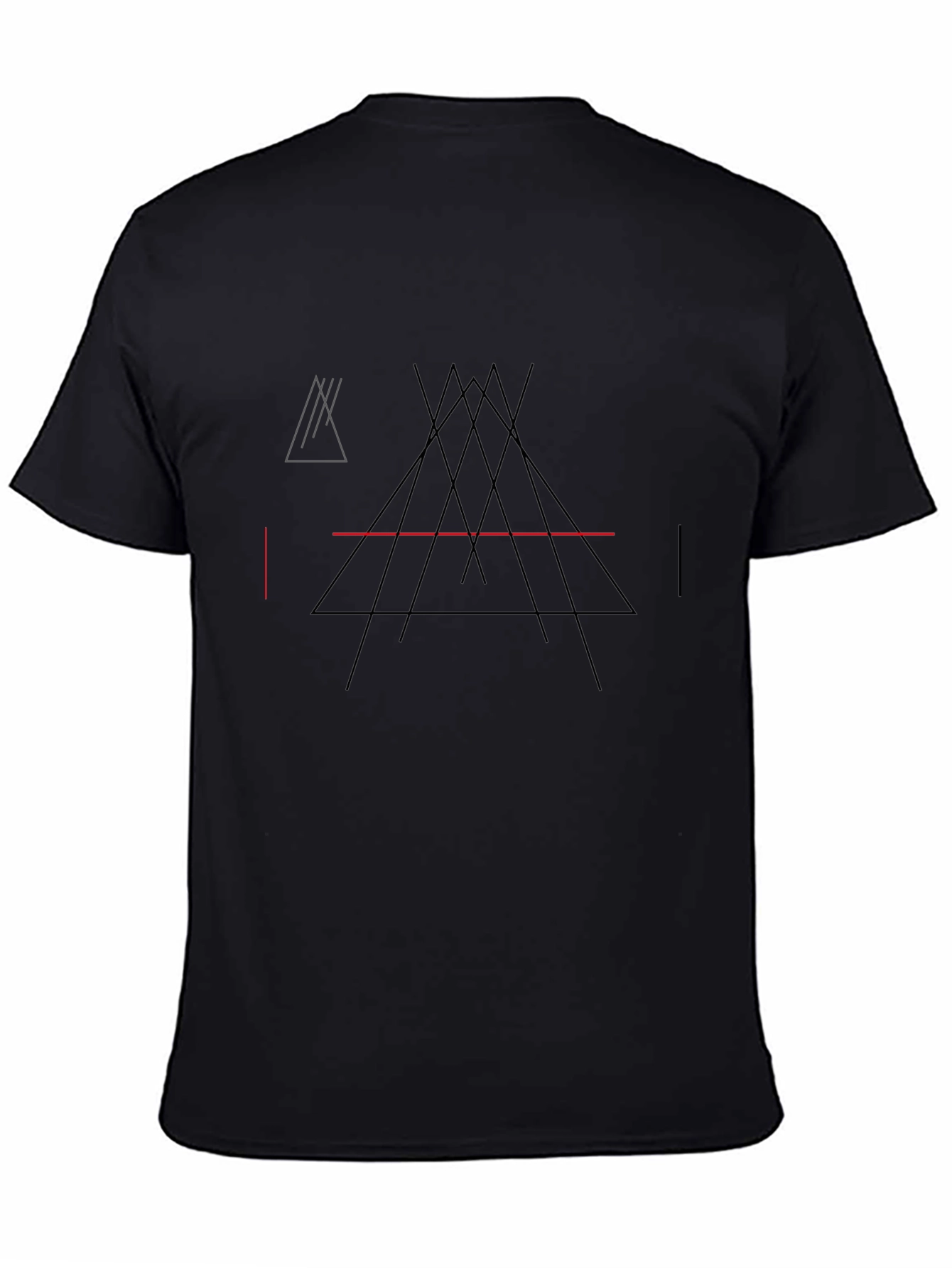 Geometric Lines Black T-Shirt - Modern Abstract Design