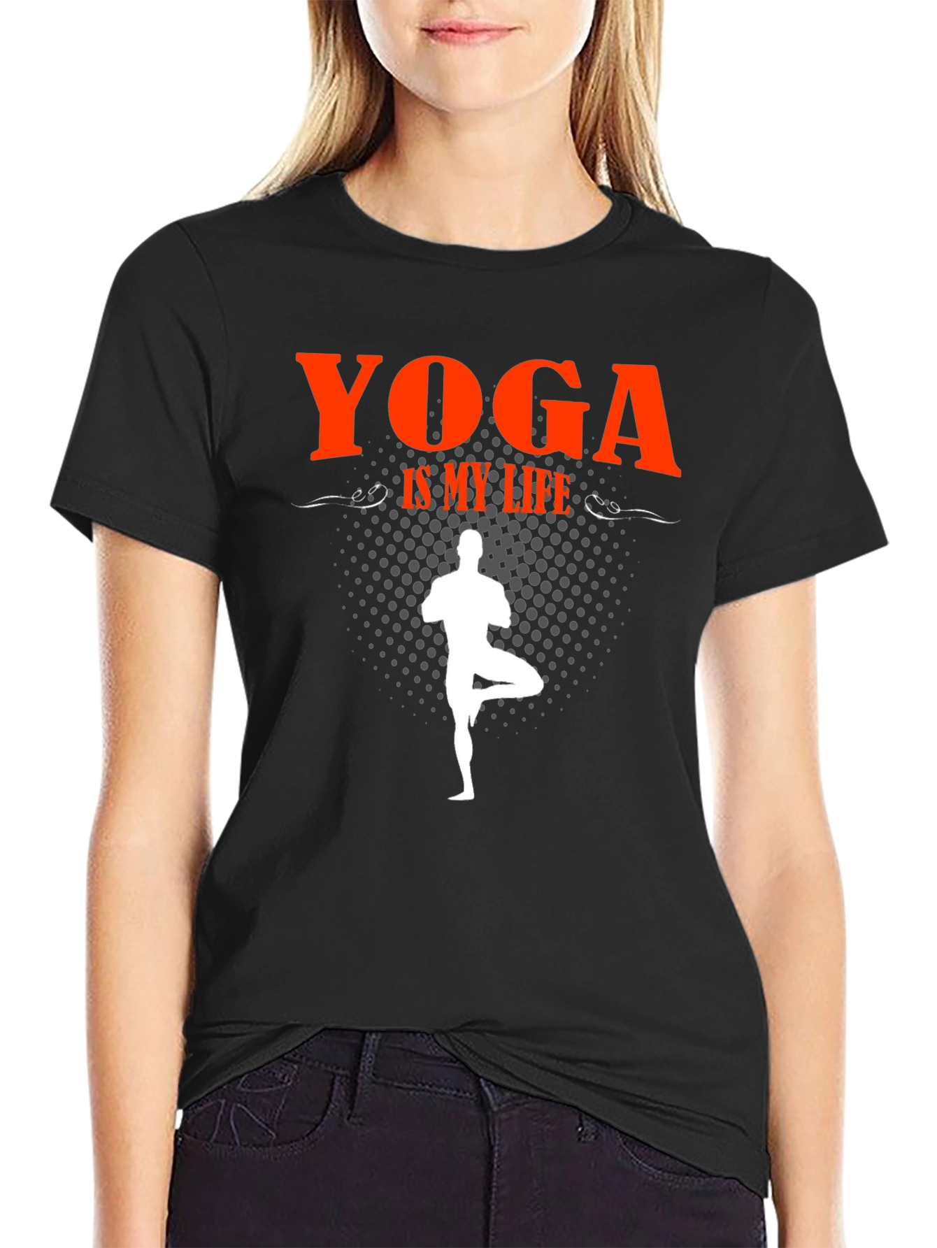 Yoga Is My Life Black Graphic T-Shirt