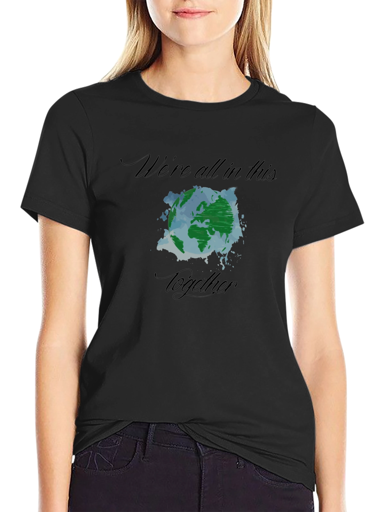 Earth Together T-Shirt -  Unisex Black Tee