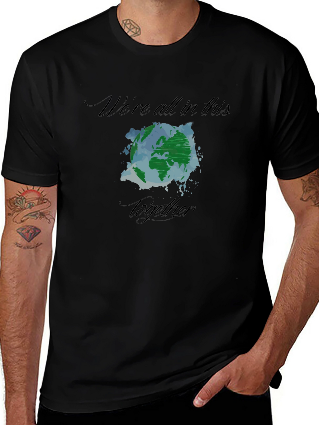 Earth Together T-Shirt -  Unisex Black Tee