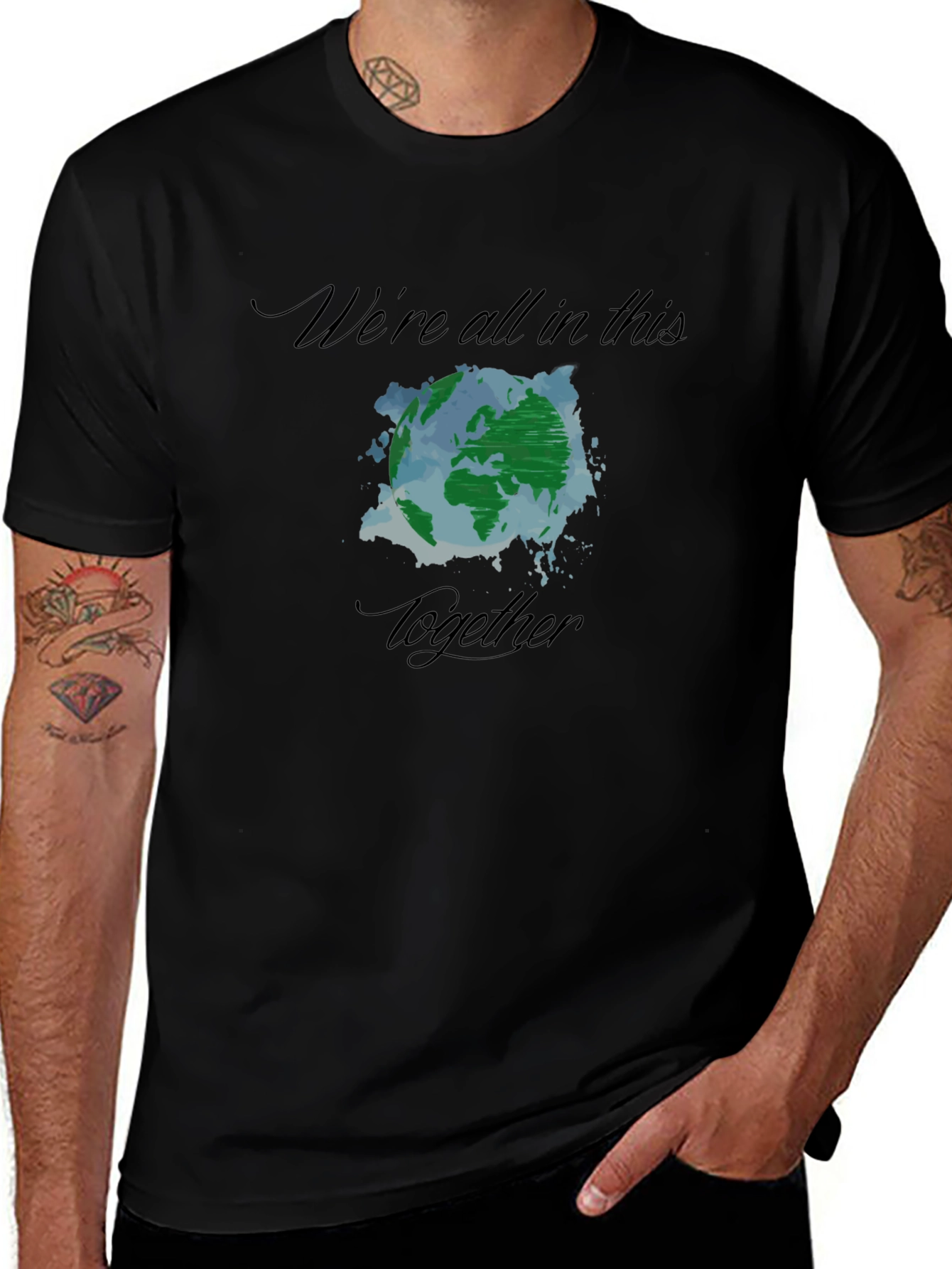 Earth Together T-Shirt -  Unisex Black Tee