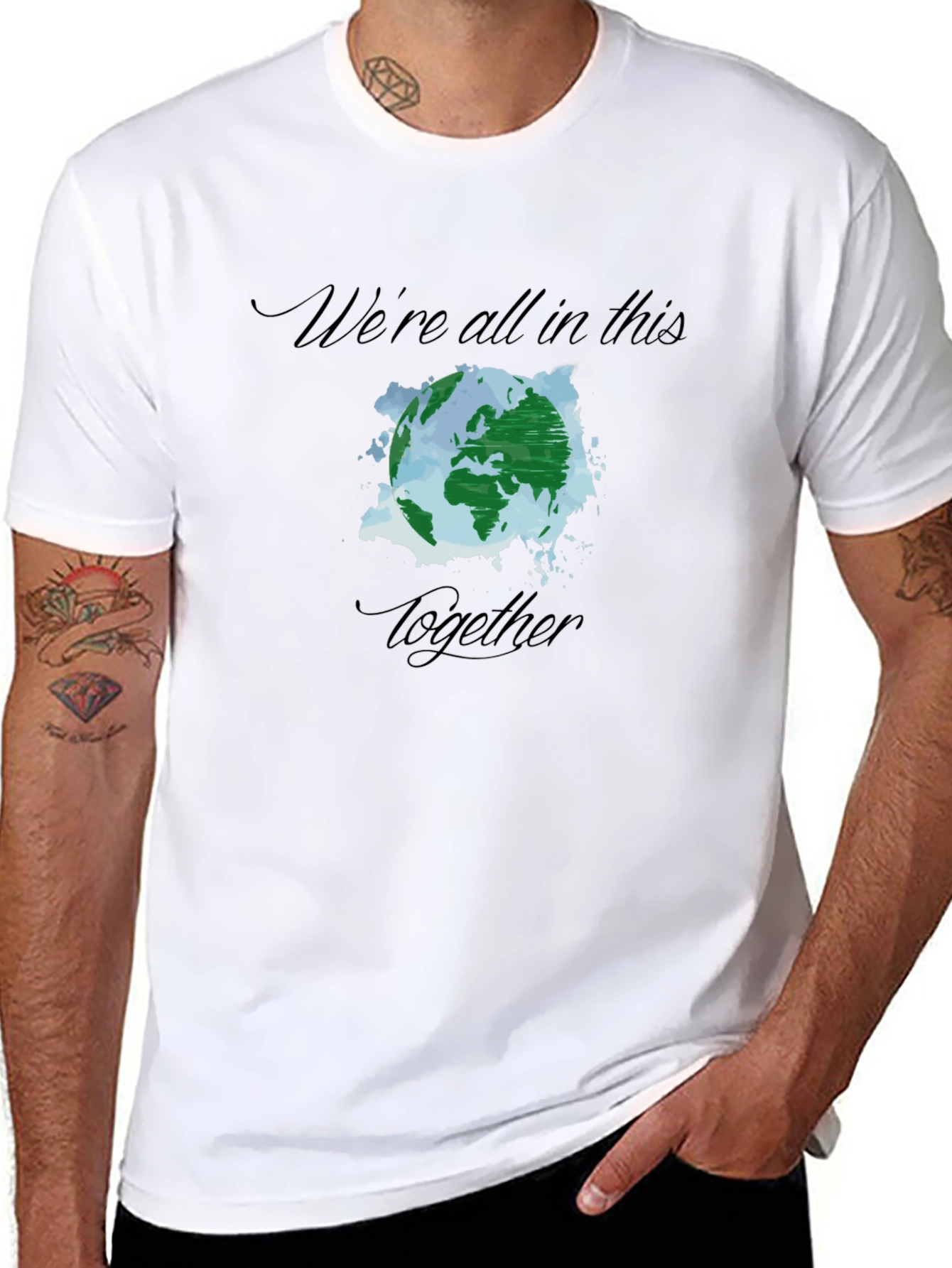 Earth Together T-Shirt -  Unisex Black Tee