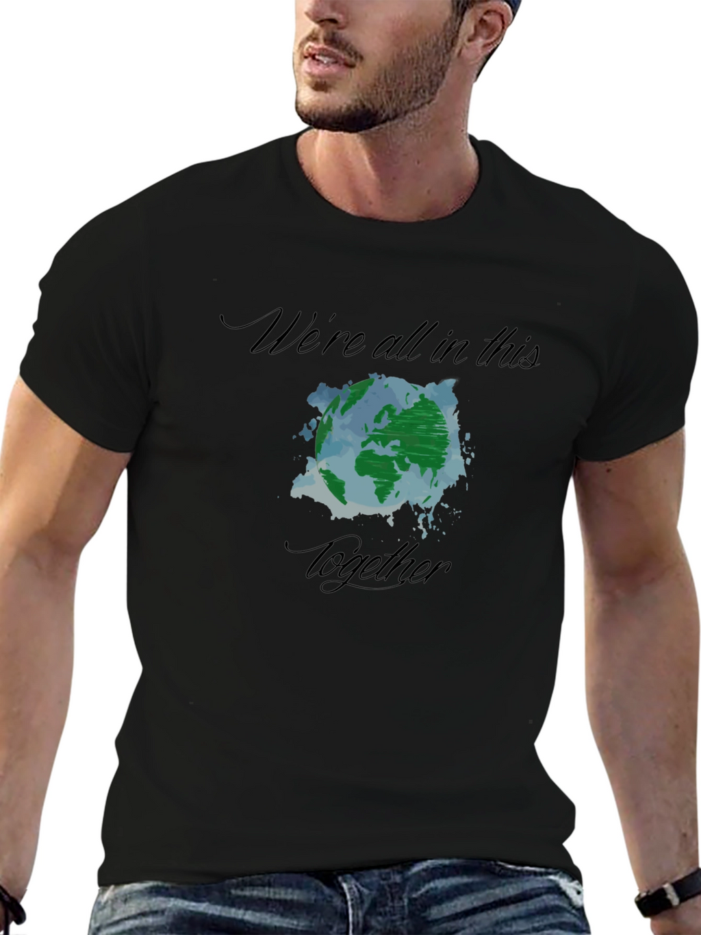 Earth Together T-Shirt -  Unisex Black Tee