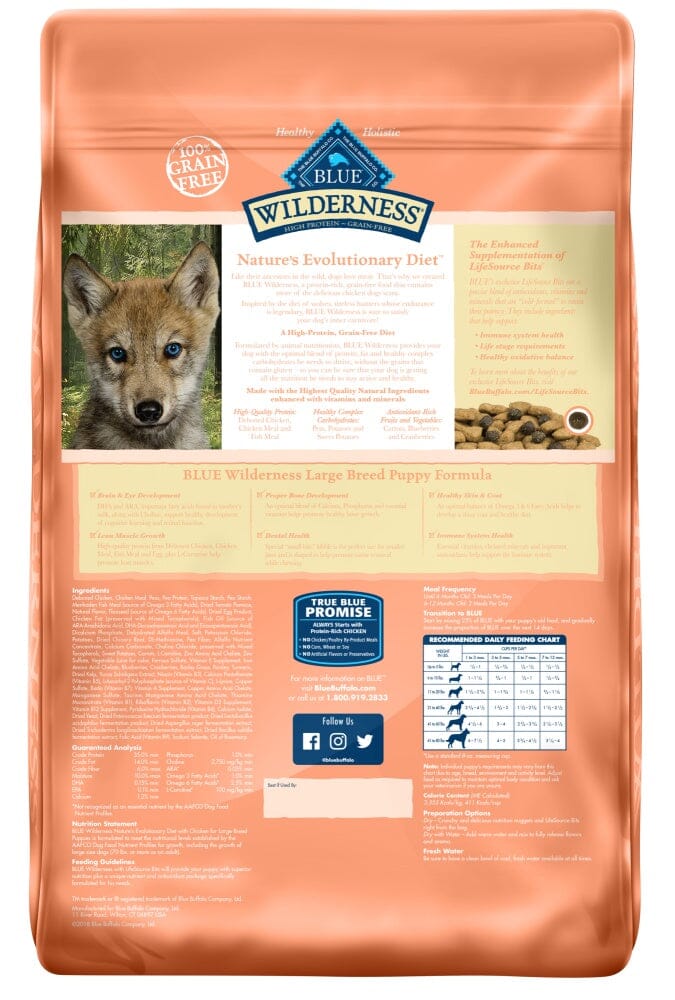 Blue Buffalo Wilderness Grain Free Chicken High Protein Recipe Large Breed Puppy Dry Dog Food