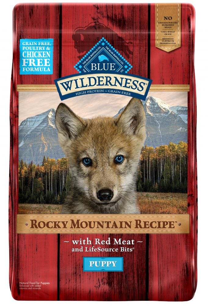 Blue Buffalo Wilderness Rocky Mountain Grain Free Natural Red Meat High Protein Recipe Puppy Dry Dog Food
