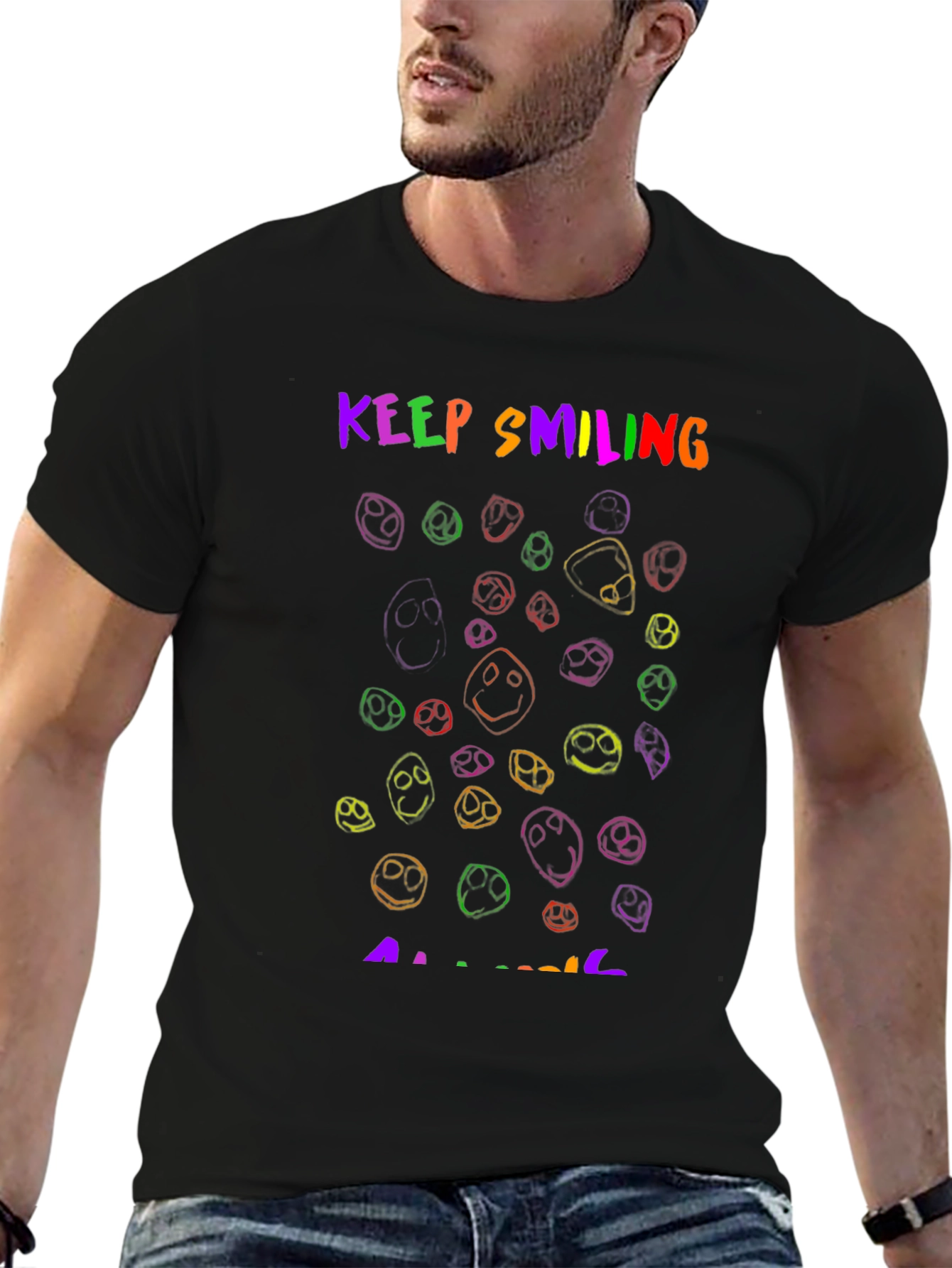 Keep Smiling T-Shirt - Rainbow Smiley Faces