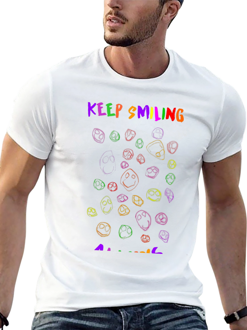 Keep Smiling T-Shirt - Rainbow Smiley Faces