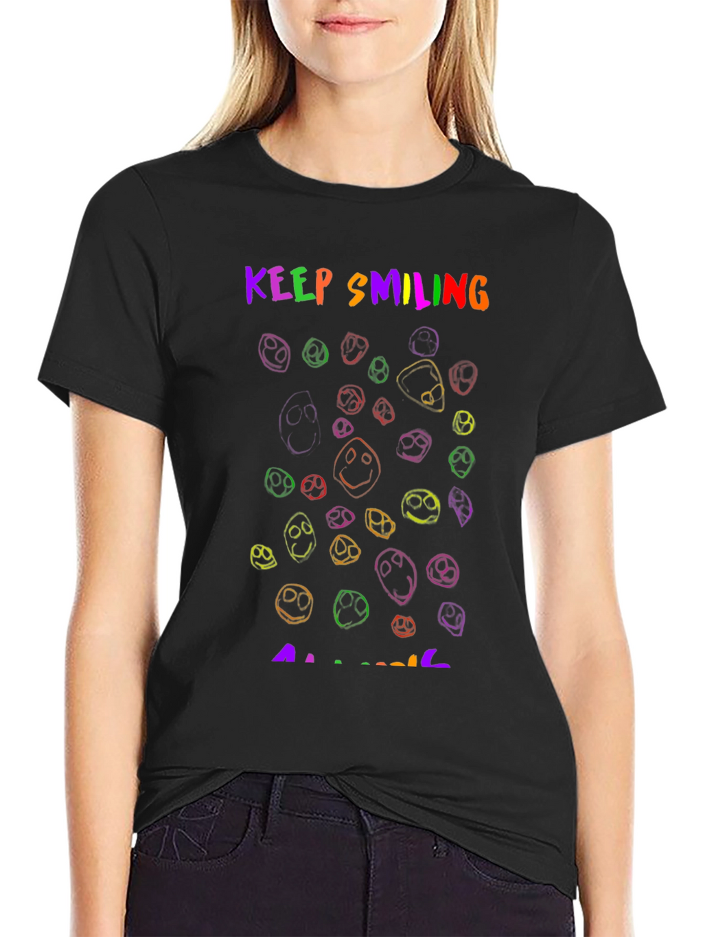 Keep Smiling T-Shirt - Rainbow Smiley Faces
