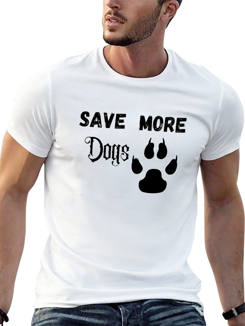Save More Dogs T-Shirt - Paw Print Design