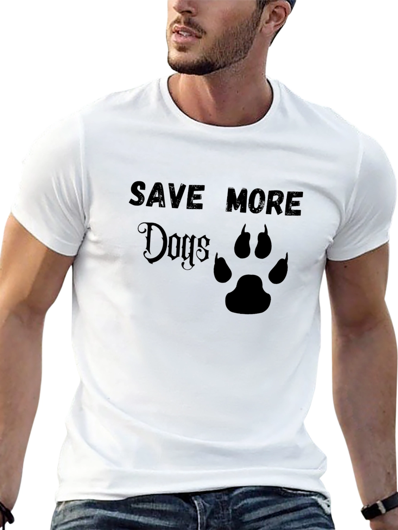 Save More Dogs T-Shirt - Paw Print Design