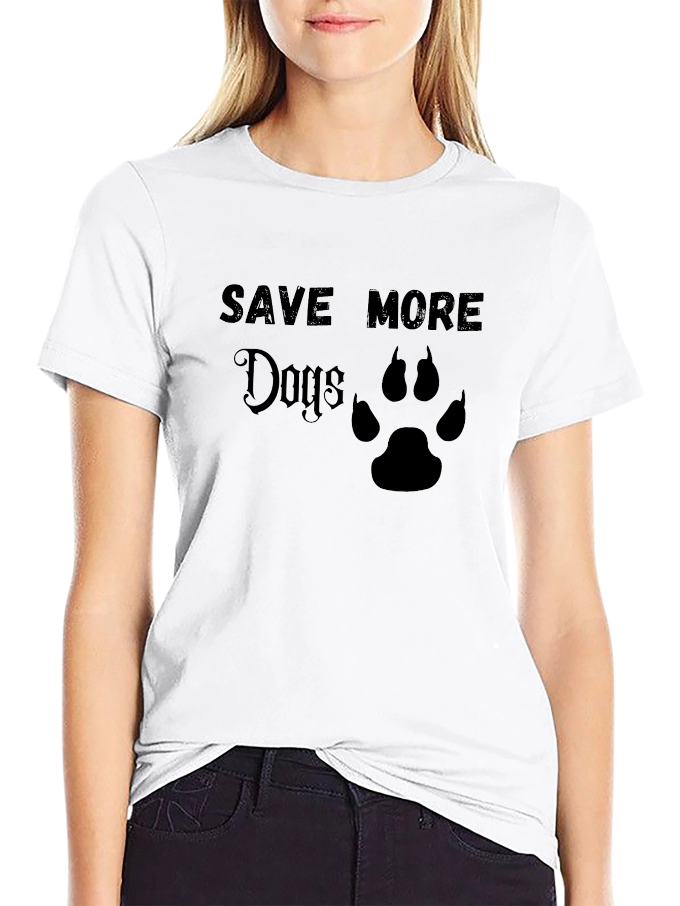 Save More Dogs T-Shirt - Paw Print Design