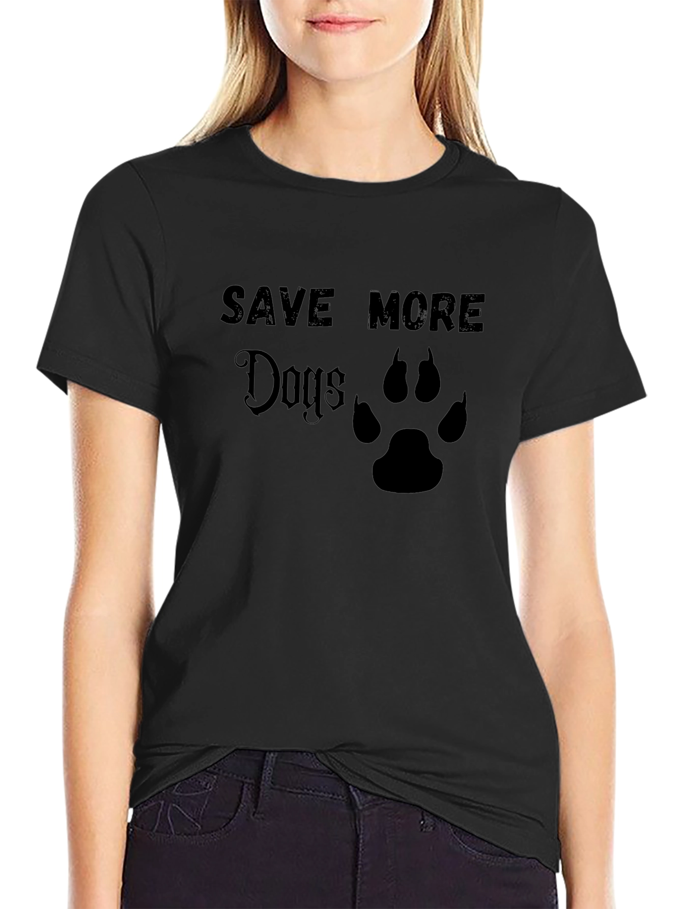 Save More Dogs T-Shirt - Paw Print Design
