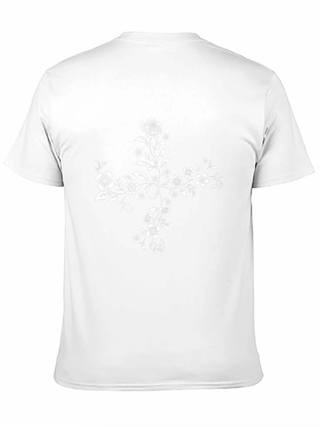 Floral Cross Graphic Tee - Elegant Black T-Shirt
