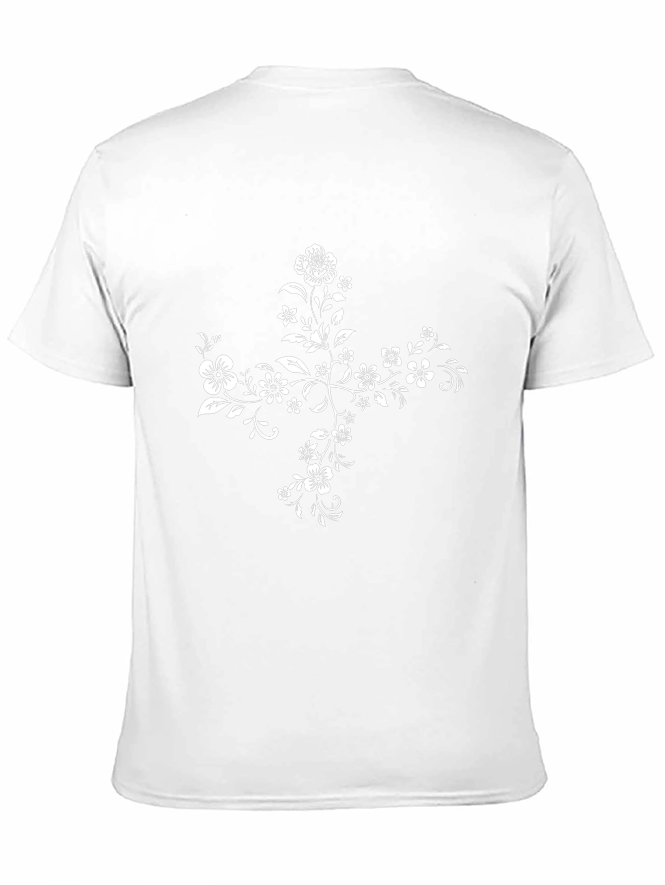 Floral Cross Graphic Tee - Elegant Black T-Shirt