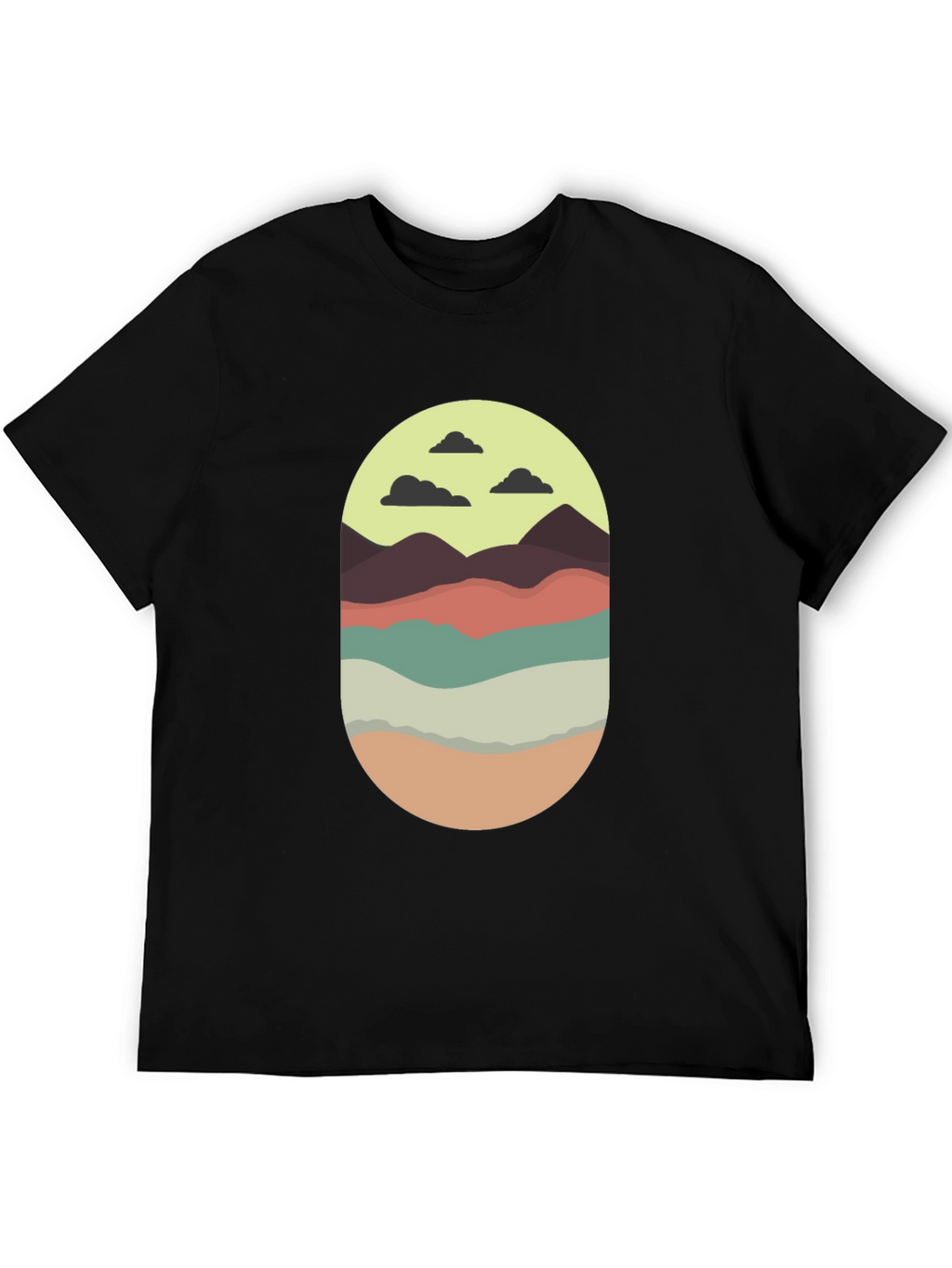 Nature Graphic Black Crew Neck T-Shirt