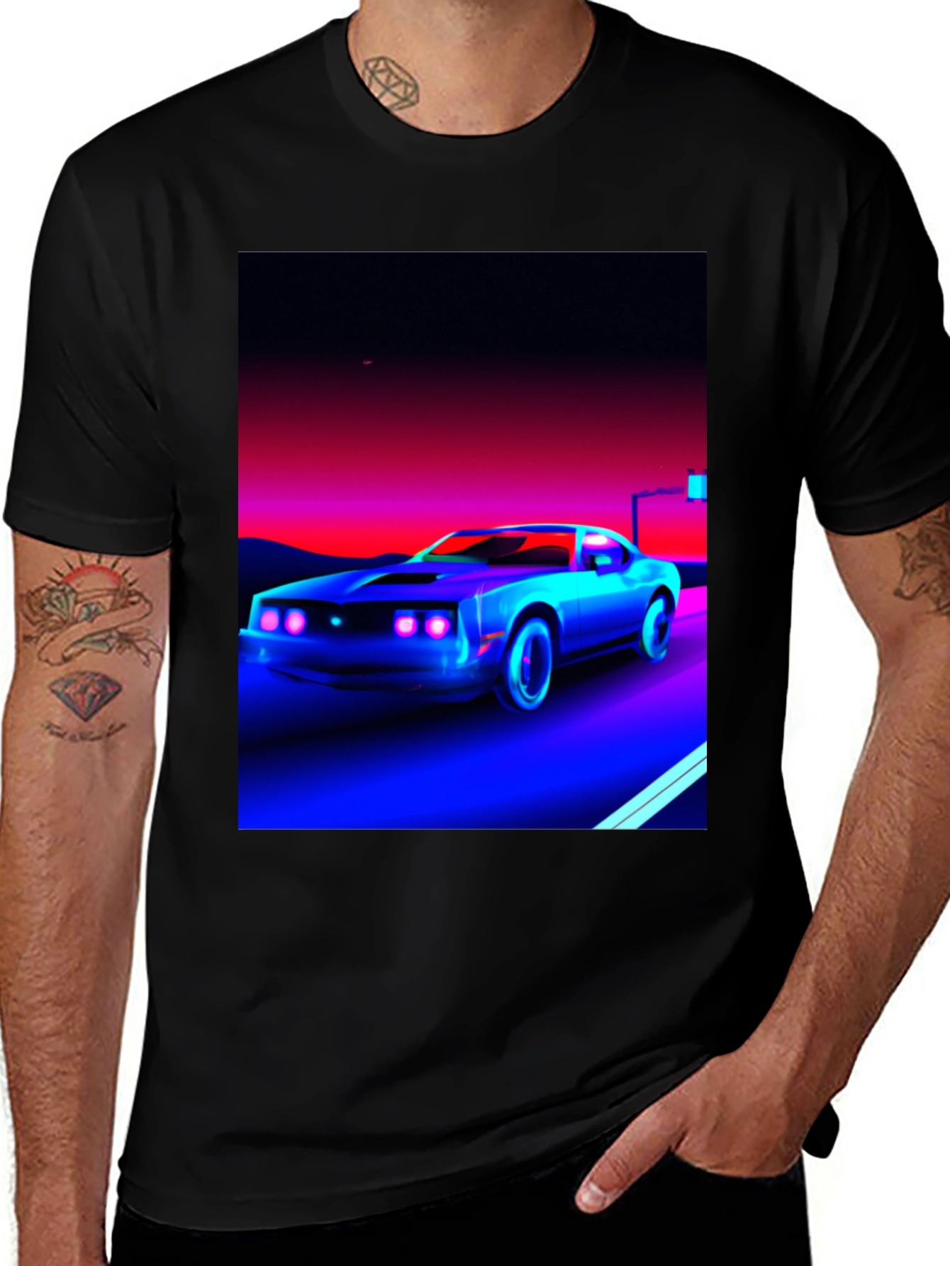Retro Car Graphic Tee - Black