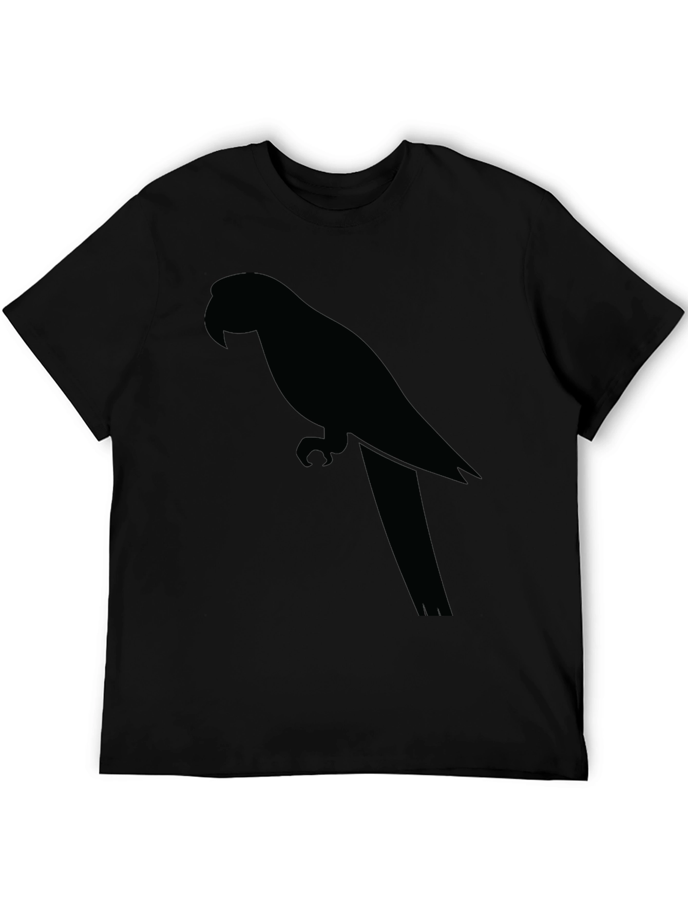 Mens Black T-Shirt with Parrot Graphic